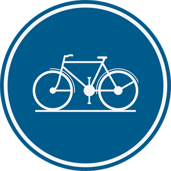 Signal piste cyclable obligatoire : rond bleu avec un vélo blanc
