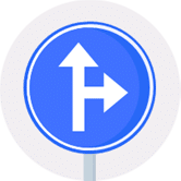 Signal d'obligation de suivre une des directions indiquées par les flèches