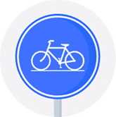 Signal piste cyclable obligatoire : rond bleu avec un vélo blanc