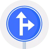 Signal d'obligation de suivre une des directions indiquées par les flèches