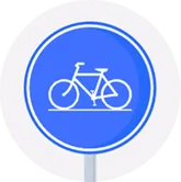 Signal piste cyclable obligatoire : rond bleu avec un vélo blanc
