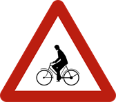 Signal A25 : Débouché de cyclistes et cyclomoteurs