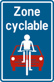 Signal F111 : Début de zone cyclable