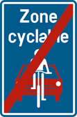 Signal F113 : Fin de zone cyclable