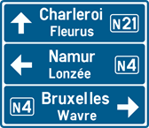 Signal F27 : Signal de direction vers les localités