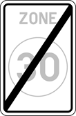 Signal F4b : Fin de zone 30