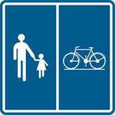 Signal F99b : Chemin réservé, chaque catégorie sa partie