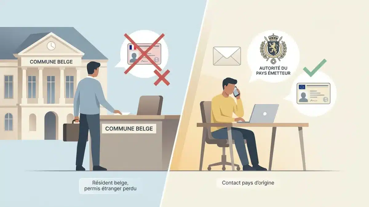 Un résident belge contacte l'autorité étrangère pour remplacer son permis de conduire perdu.