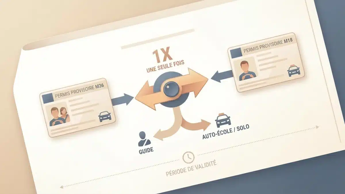Comparaison des conditions pour l'échange unique entre les permis provisoires belges M36 et M18.