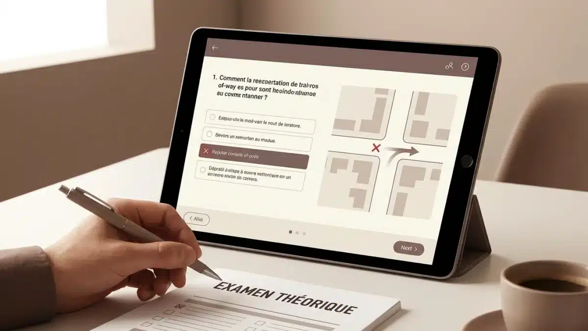 Conducteur analysant une intersection complexe pour éviter le refus de priorité de droite.