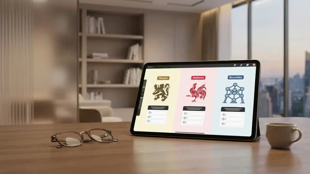 Comparaison visuelle des spécificités de l'examen théorique du permis B entre les régions belges.