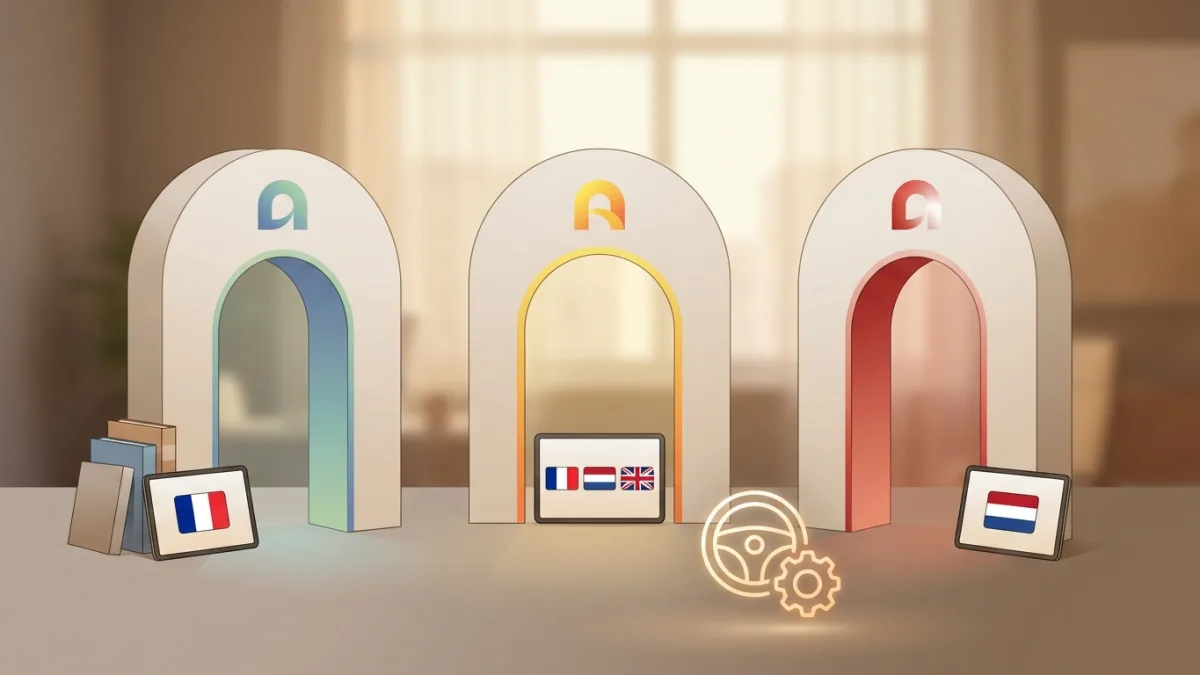 Comparaison visuelle des options linguistiques offertes pour l'examen théorique du permis de conduire en Belgique.