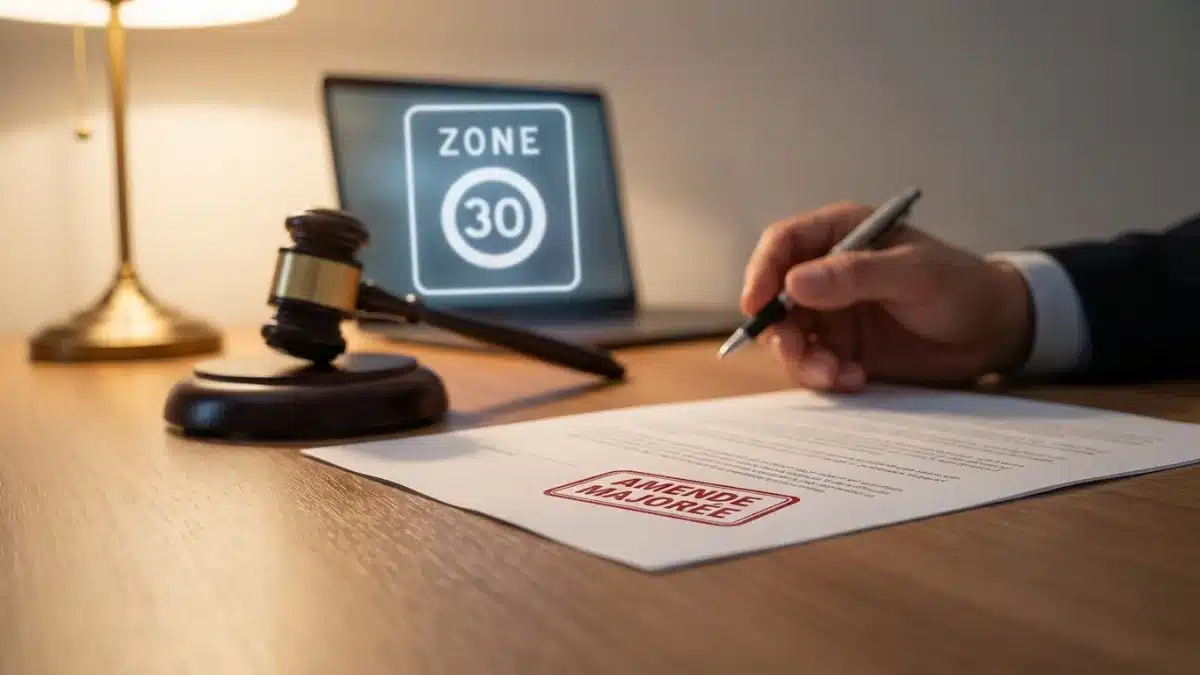 Contrôle de police stricte dans une zone résidentielle pour sanctionner les excès de vitesse.