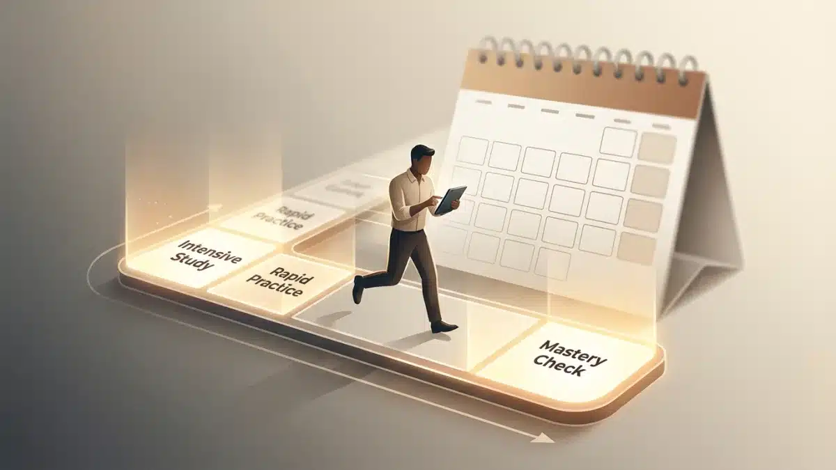 Un étudiant concentré suit un planning de révision intensif sur son ordinateur pour le test de perception des risques.