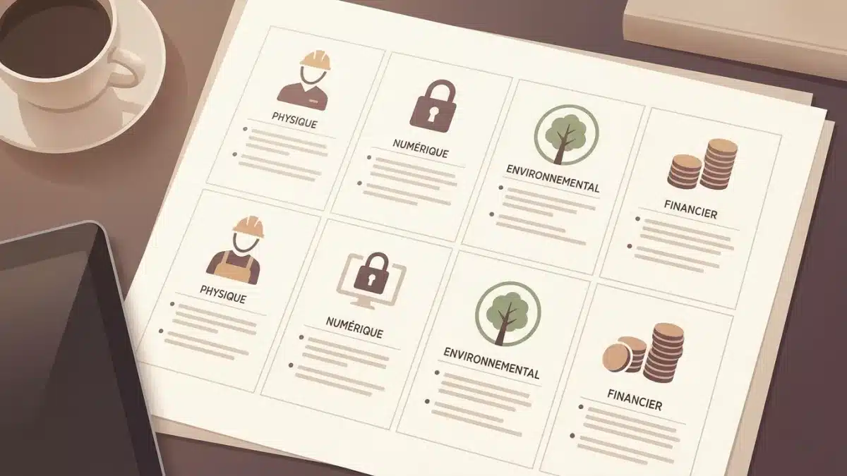 Ce tableau synthétique classe les catégories de dangers routiers à identifier lors du test.