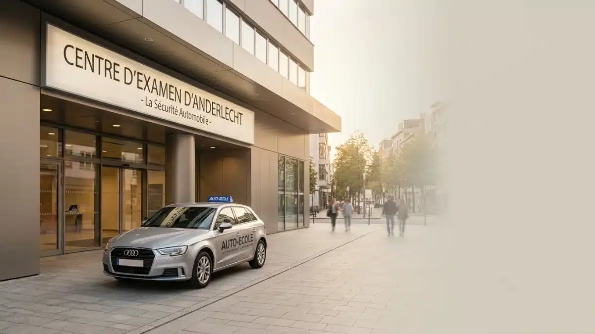 Entrée principale du centre d'examen d'Anderlecht pour passer son permis de conduire.