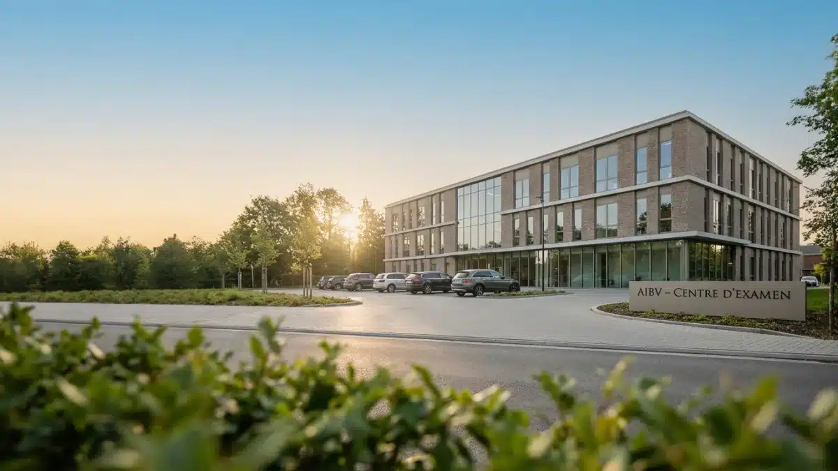 Le bâtiment principal du centre d'examen AIBV accueille les candidats à Braine-le-Comte.