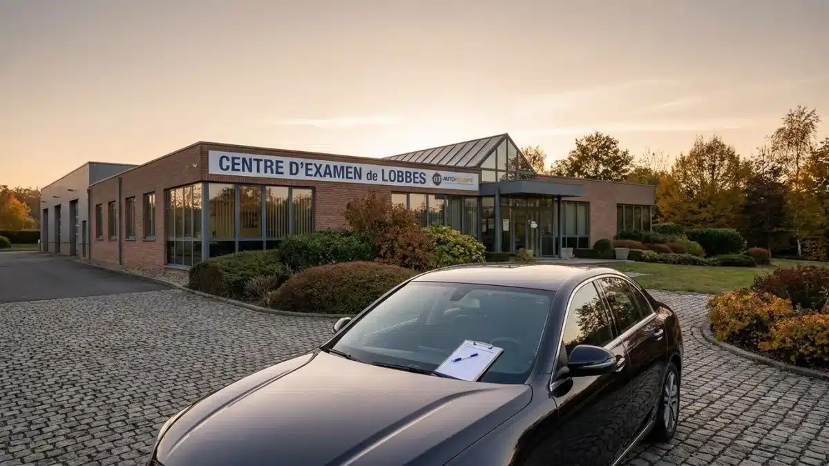 Bâtiment officiel du centre d'examen Autosécurité de Lobbes pour le permis de conduire.
