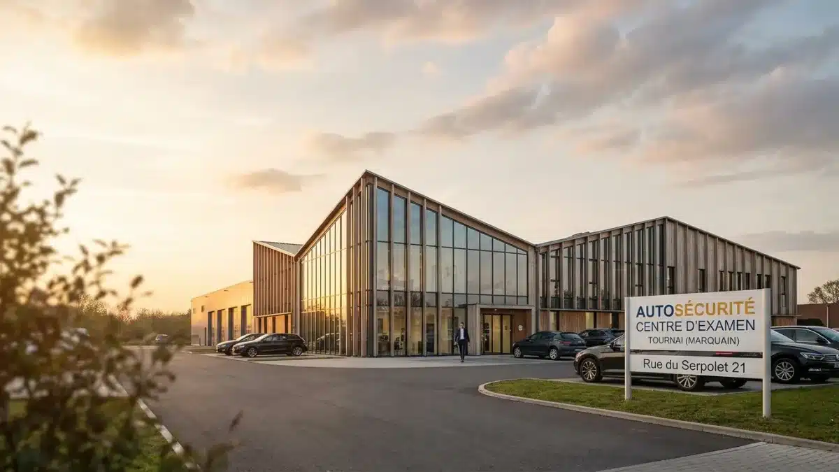 Façade du centre d'examen du permis de conduire Autosécurité situé à Tournai Marquain.