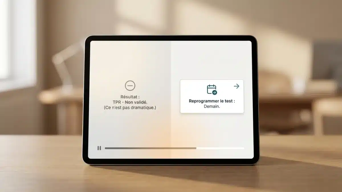 Un candidat rassuré découvre qu'il peut repasser le test de perception des risques dès le lendemain.