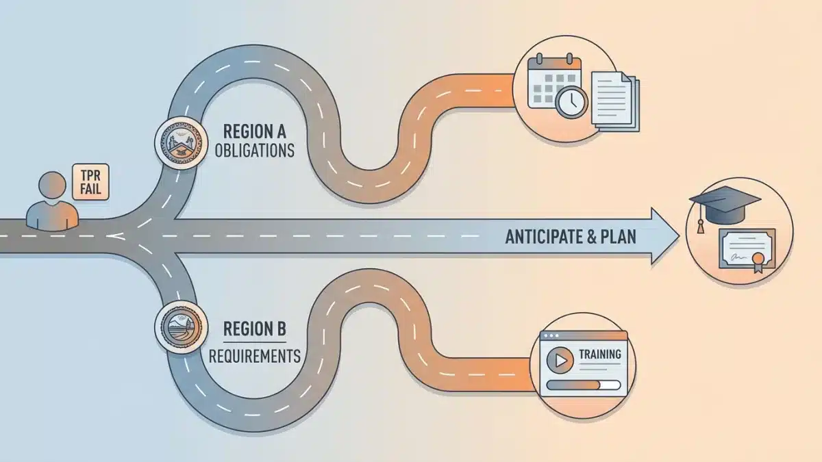 Schéma illustrant les obligations régionales après un échec au Test de Perception des Risques.