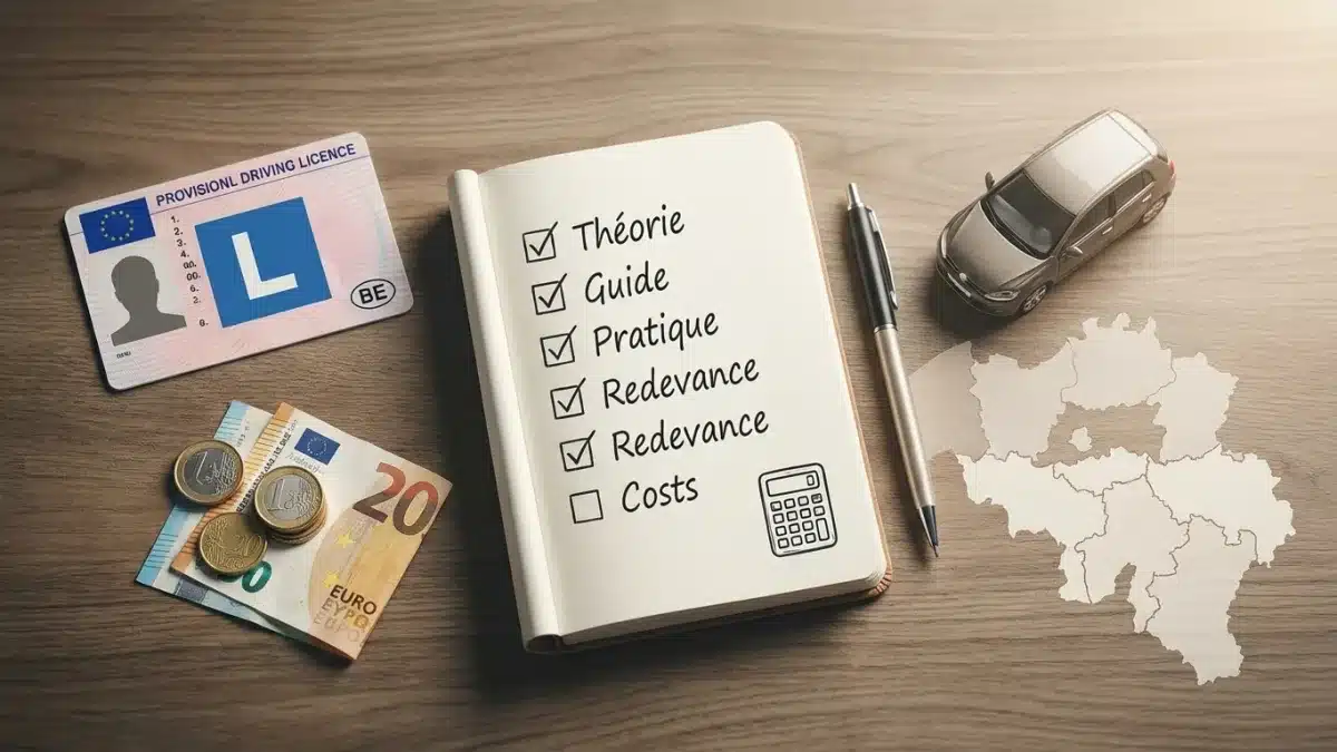 Une calculatrice et des billets illustrent le budget nécessaire pour le permis en filière libre wallonne.