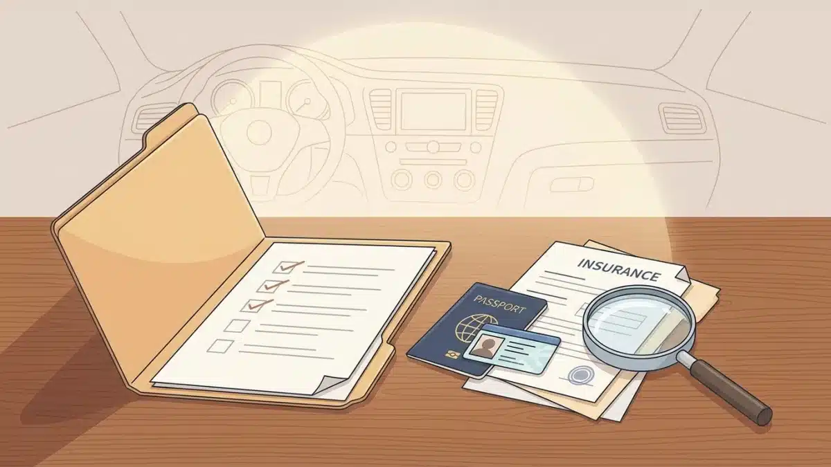 Candidat vérifiant ses documents obligatoires avant l'examen pratique au centre de Bastogne.