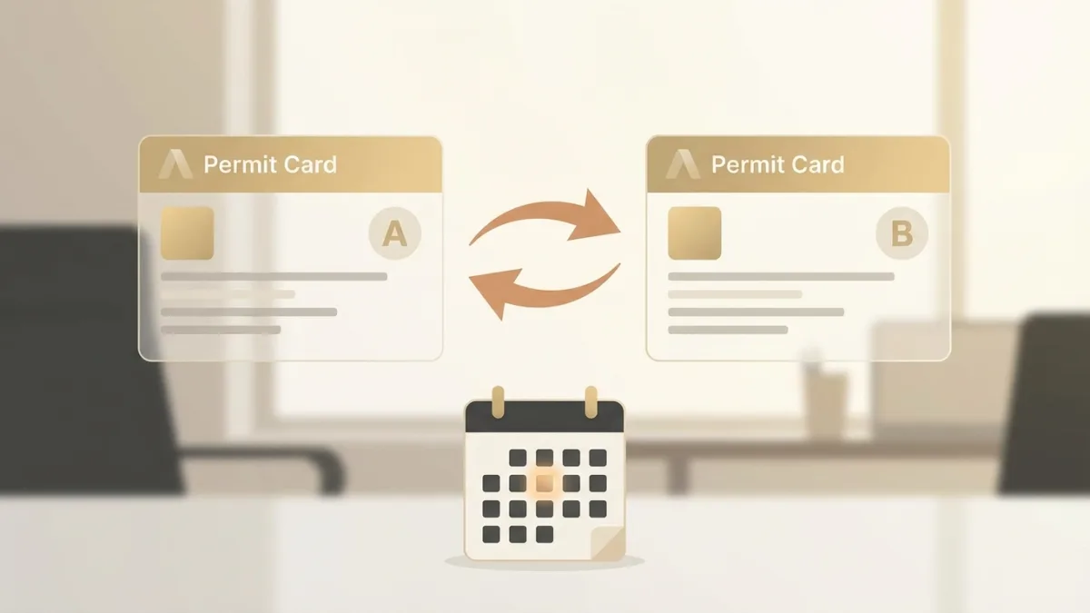 Un jeune conducteur effectue une démarche administrative pour changer de modèle de permis provisoire.