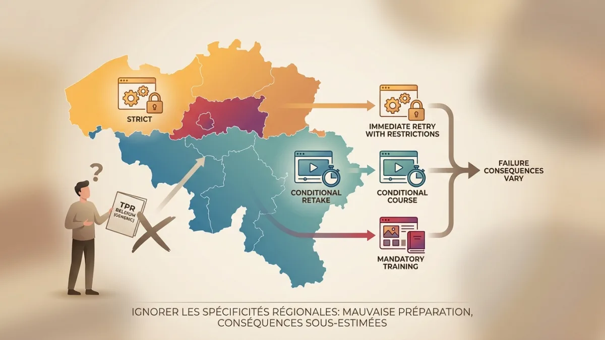 Un candidat confus face aux différentes règles régionales du test de perception des risques en Belgique.
