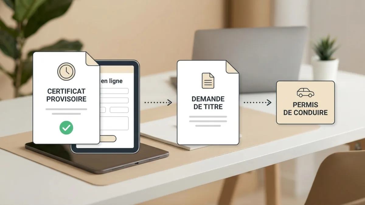 Un candidat remplit les formulaires administratifs pour obtenir son permis de conduire définitif après l'examen.