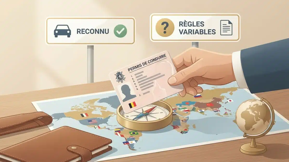 Un conducteur utilise son permis de conduire belge lors d'un voyage à l'étranger pour louer un véhicule.