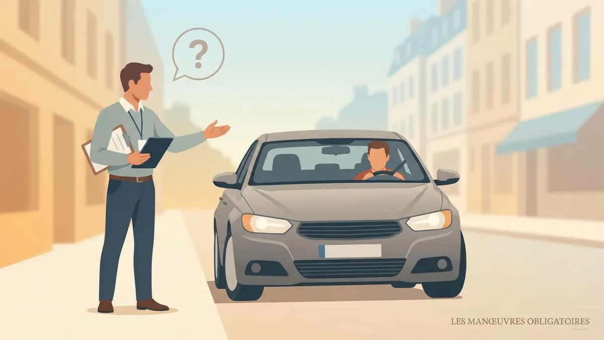 Un candidat réalise une marche arrière en répondant aux questions de sécurité de l'examinateur.