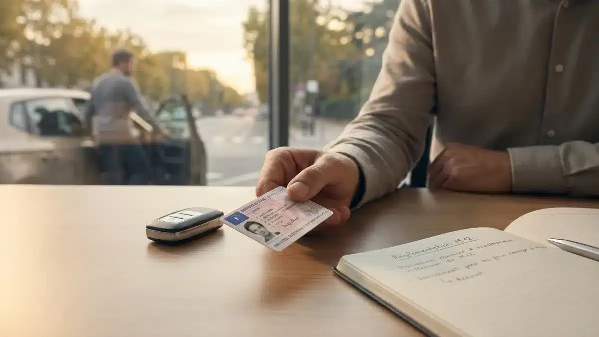 Jeune conducteur au volant d'une voiture accompagné de son guide pour obtenir le permis provisoire M12.