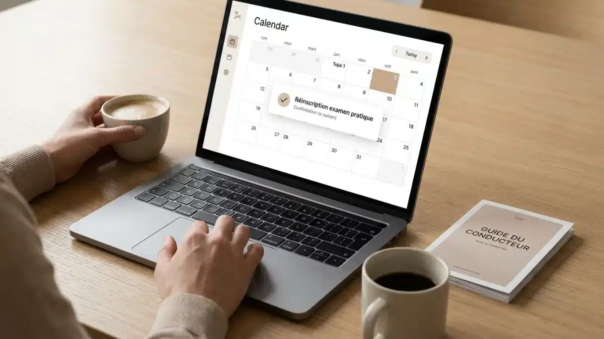 Un candidat au permis planifie une nouvelle date d'examen pratique immédiatement après un échec.