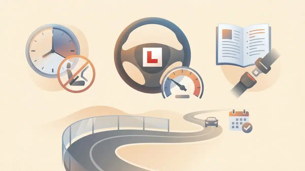 Un jeune conducteur avec un permis provisoire et le signe L respecte les restrictions de conduite en Belgique.