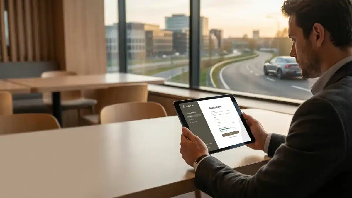 Un futur guide remplit le formulaire d'inscription en ligne sur la plateforme officielle BelDrive.