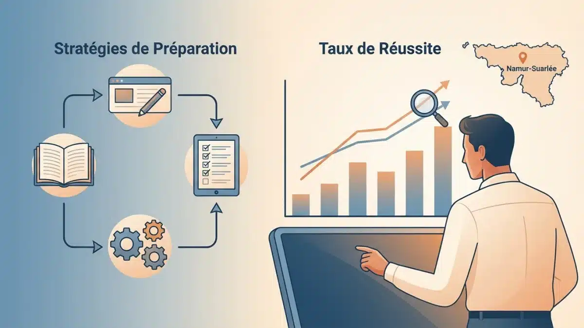 Graphique détaillant les statistiques de réussite à l'examen du permis de conduire et les méthodes d'apprentissage.