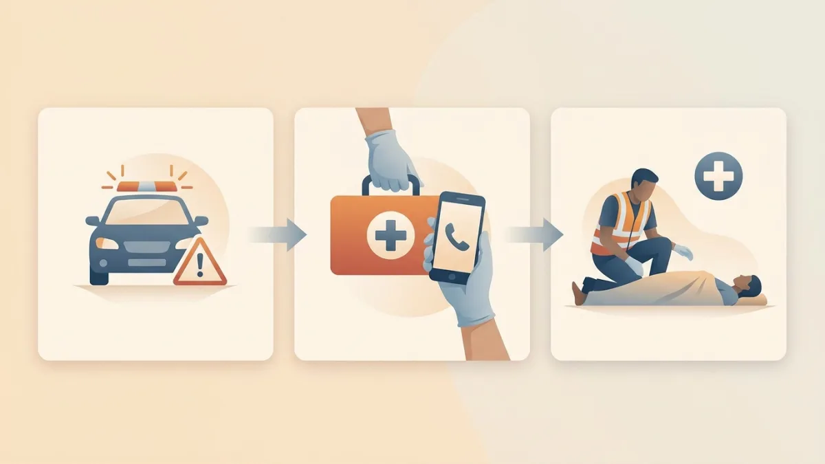 Un candidat au permis de conduire apprend les gestes de premiers secours lors d'une situation d'urgence simulée.