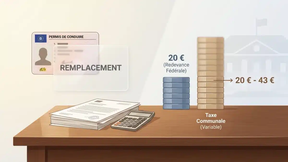 Pièces de monnaie et carte bancaire illustrant le paiement du nouveau permis de conduire à la commune.